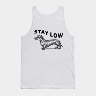 Dachshund Stay Low Adventure Dog White Tank Top